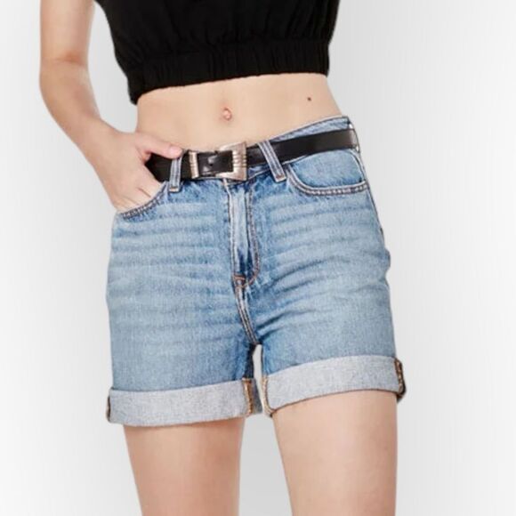 LOLA JEANS NWT Liana High-Rose Short in Stormy Sky Blue- size 25‎ - Picture 1 of 7